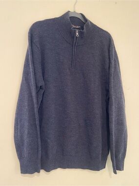 Garret Scott Men's quarter-Zip merino sweater in charcoal grey XL EUC